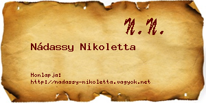 Nádassy Nikoletta névjegykártya