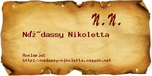 Nádassy Nikoletta névjegykártya
